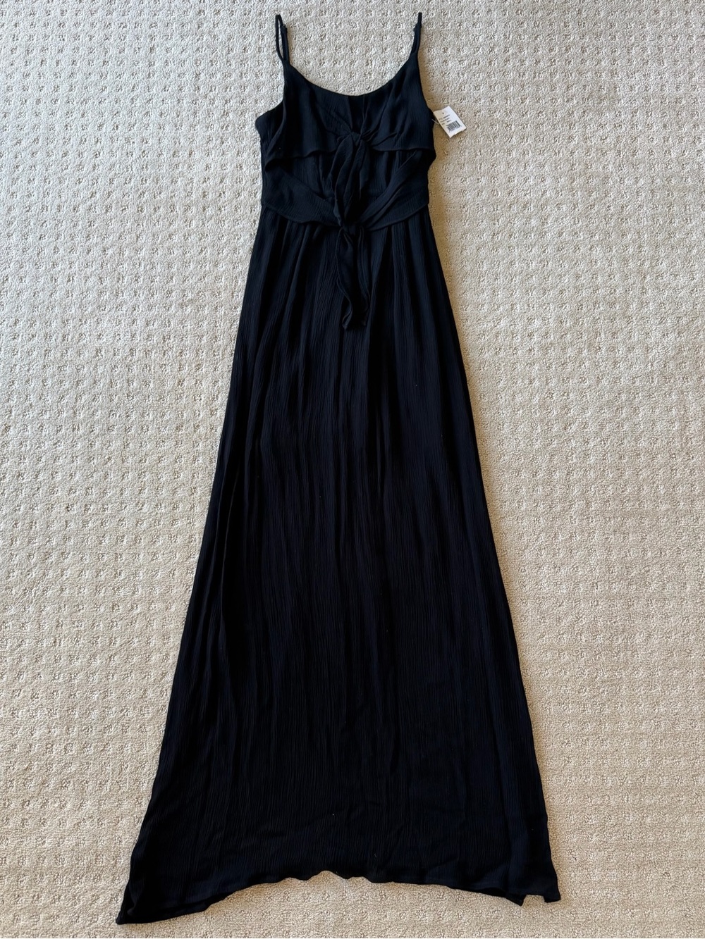 NWT WAYF Black Maxi Spaghetti Strap Dress With Side Slits